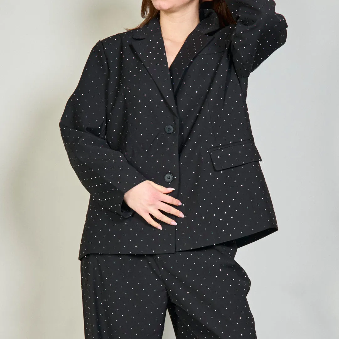 Polka dot blazer and wide-leg pants set wholesale