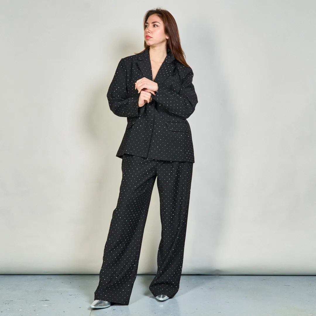 Polka dot blazer and wide-leg pants set wholesale