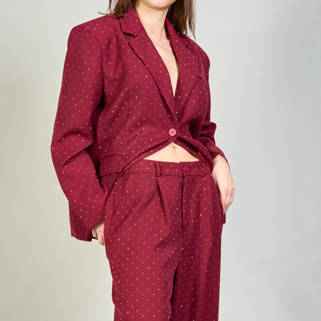 Polka dot blazer and wide-leg pants set wholesale