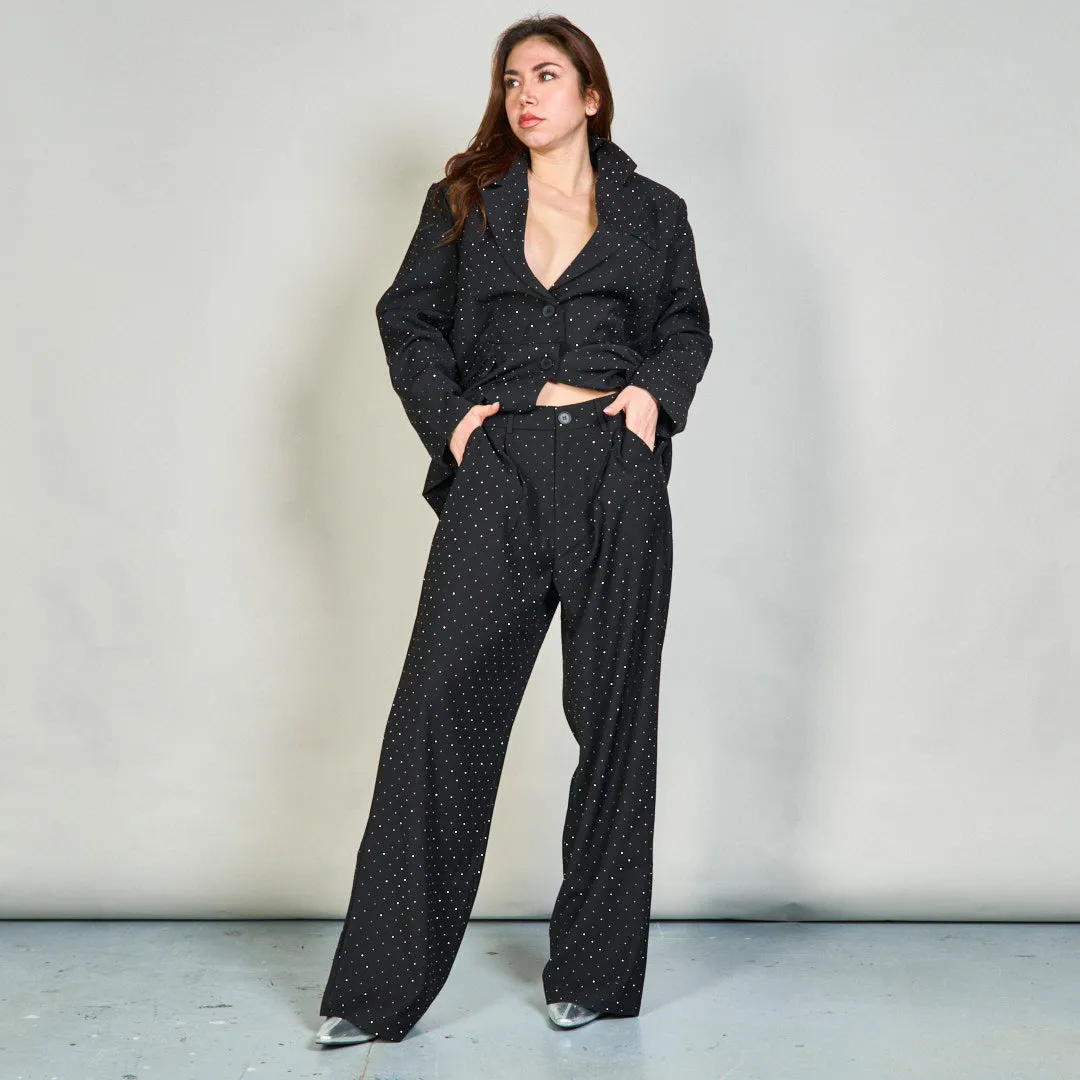 Polka dot blazer and wide-leg pants set wholesale