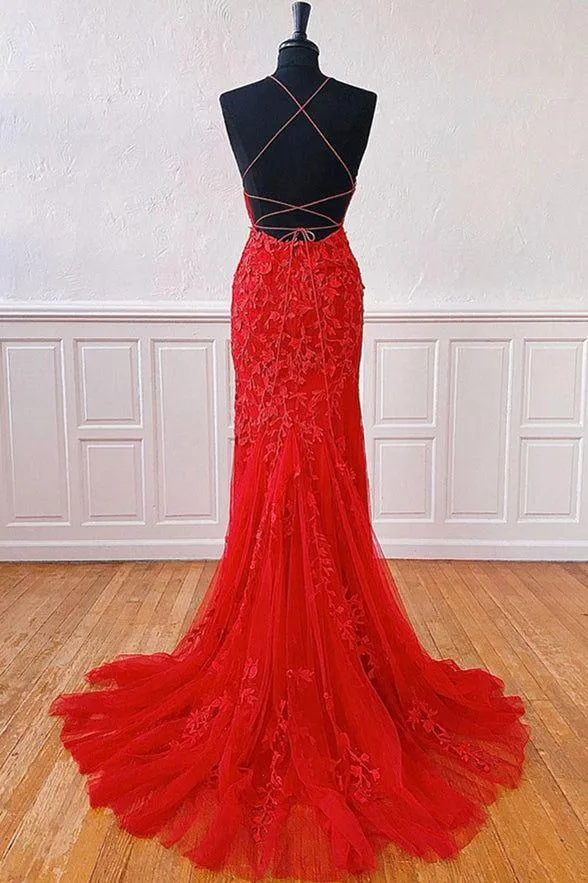 Prom Dresses  Elegant Spaghetti Straps  Mermaid Backless Pageant