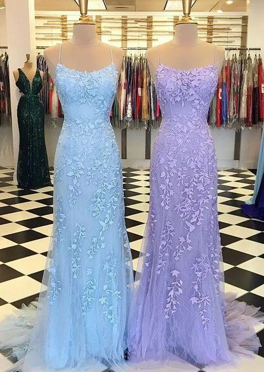 Prom Dresses  Elegant Spaghetti Straps  Mermaid Backless Pageant