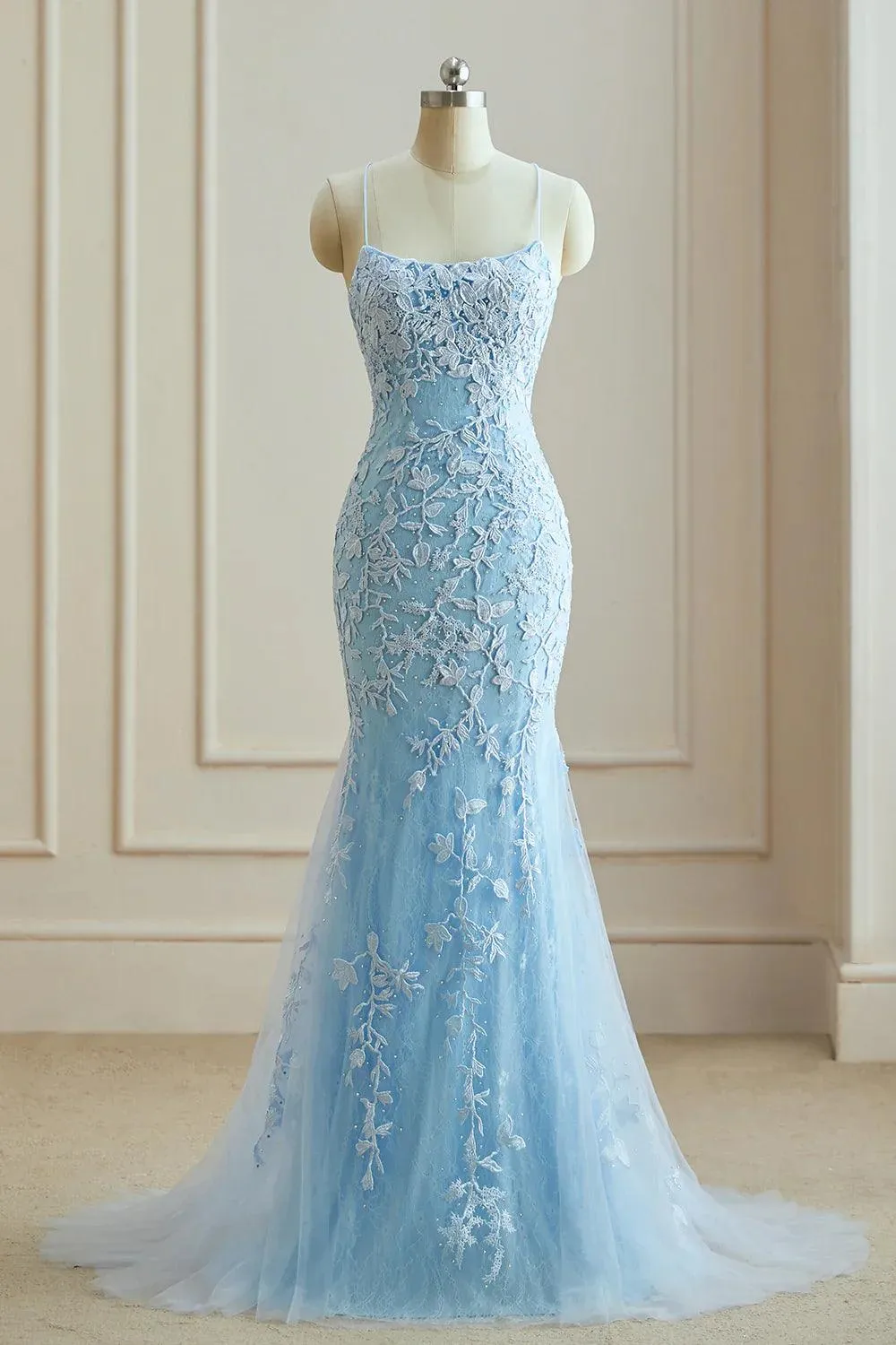 Prom Dresses  Elegant Spaghetti Straps  Mermaid Backless Pageant