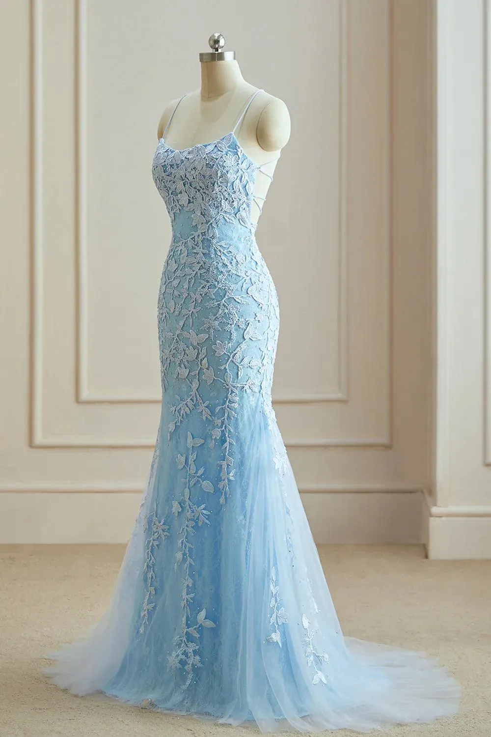 Prom Dresses  Elegant Spaghetti Straps  Mermaid Backless Pageant
