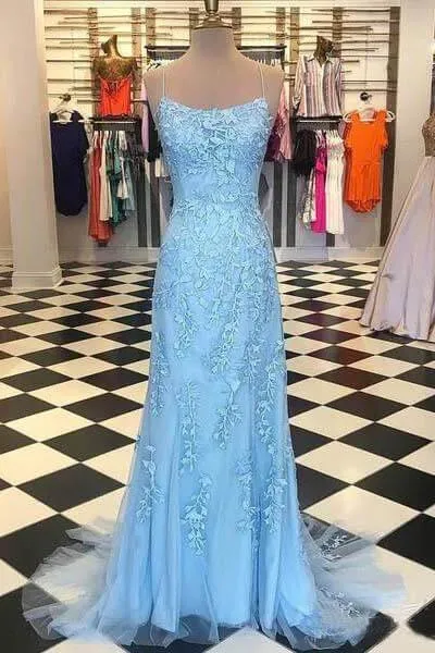 Prom Dresses  Elegant Spaghetti Straps  Mermaid Backless Pageant