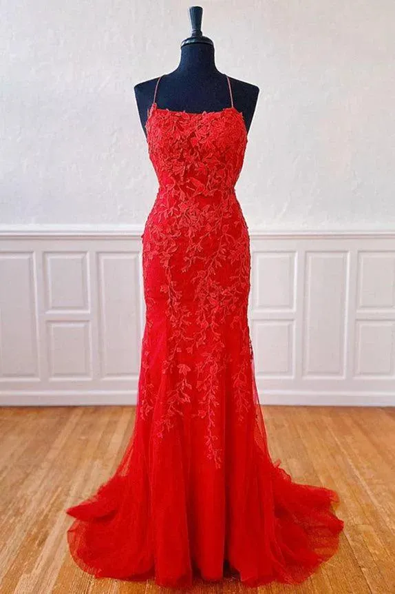 Prom Dresses  Elegant Spaghetti Straps  Mermaid Backless Pageant