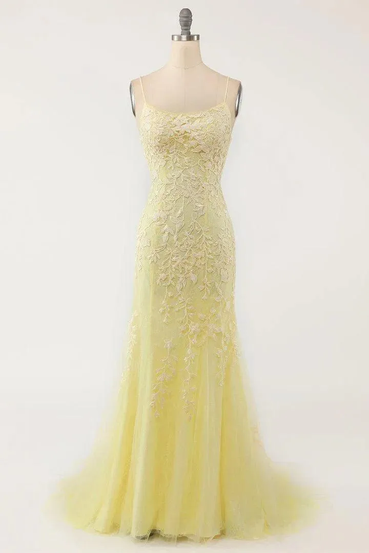 Prom Dresses  Elegant Spaghetti Straps  Mermaid Backless Pageant