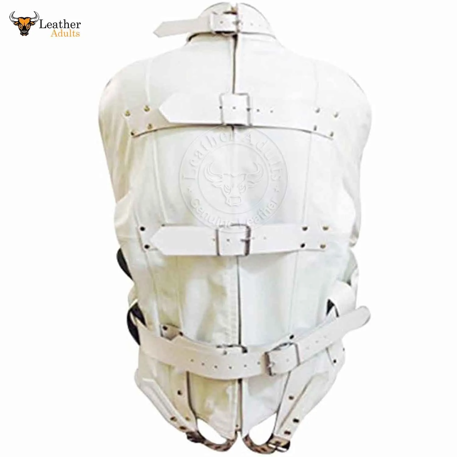 Real Cow Leather White Heavy Duty Straitjacket Straight Bondage Jacket BDSM