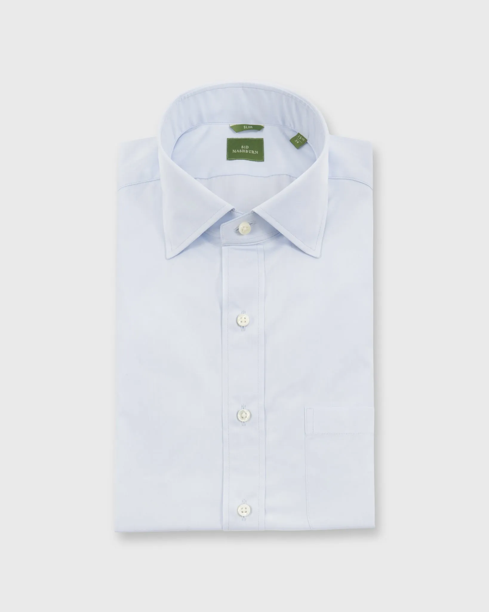 Slim-Fit Spread Collar Dress Shirt in Sky Poplin