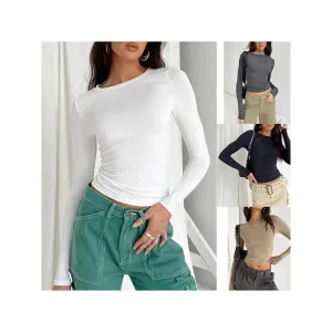 Stylish Women's Slim Fit Long Sleeve Casual Tees - Perfect for Spring & Autumn Streetwear Essentials