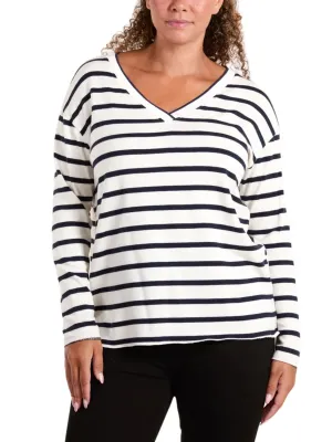 V Neck Striped Long Sleeve Top
