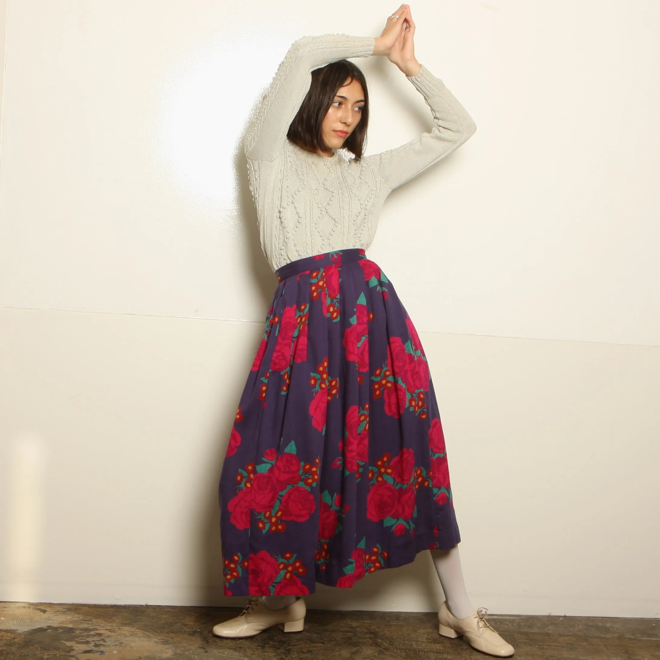 Vintage 80's Laura Ashley Wool Roses Garden Skirt
