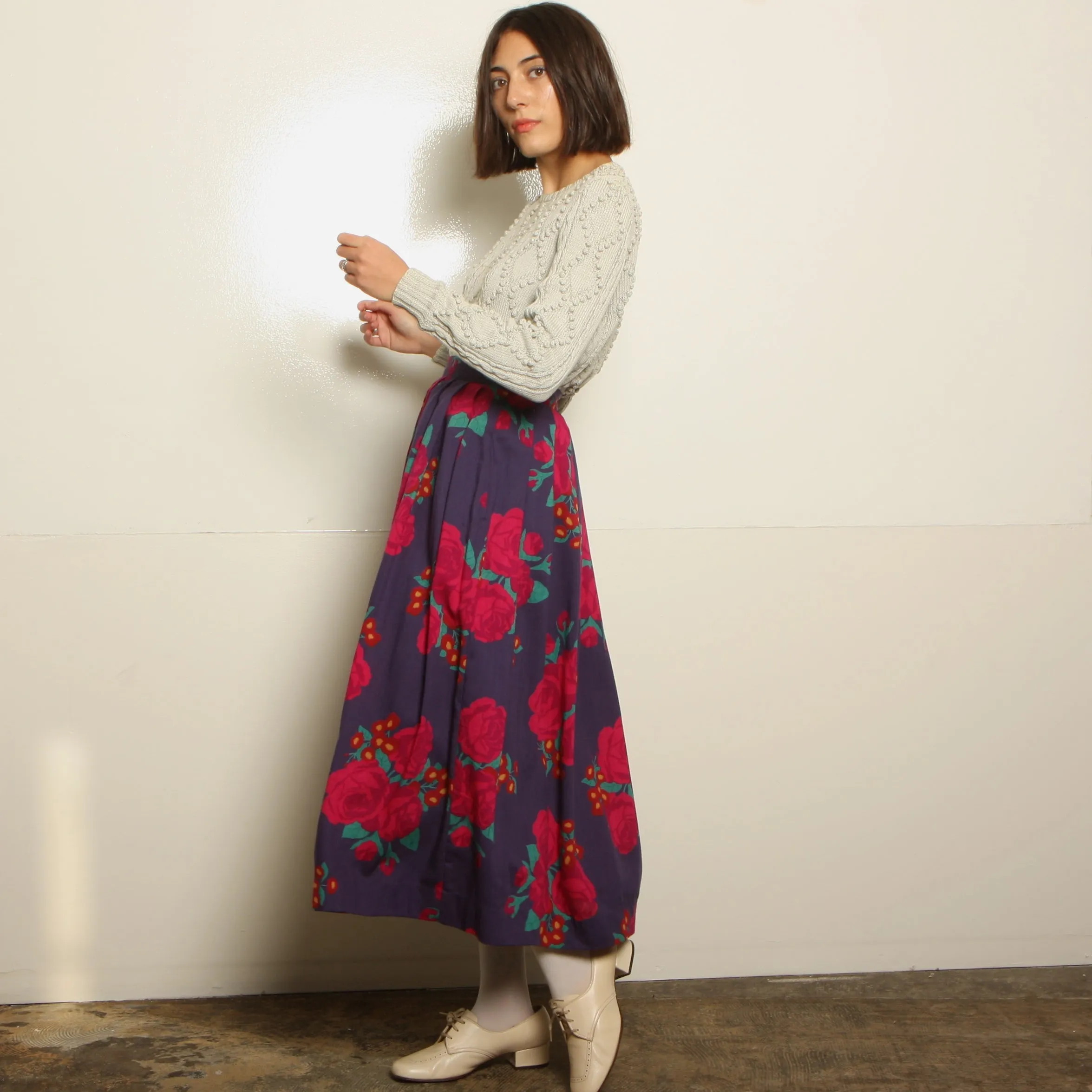 Vintage 80's Laura Ashley Wool Roses Garden Skirt