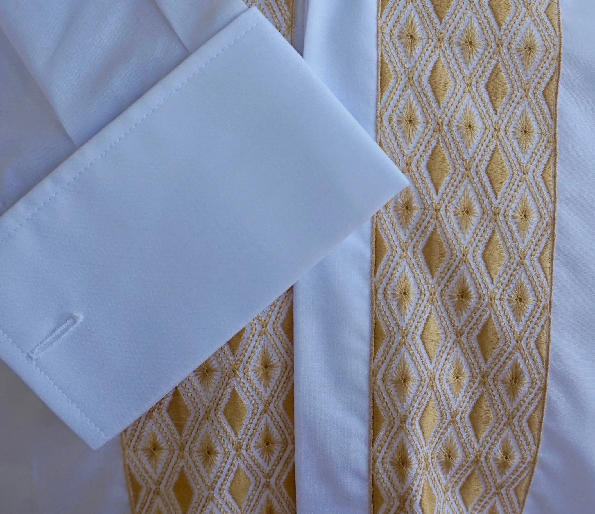 Vintage Deadstock 1970's Cotton L/S Dress Shirt Embroidery Sz M - OOAK