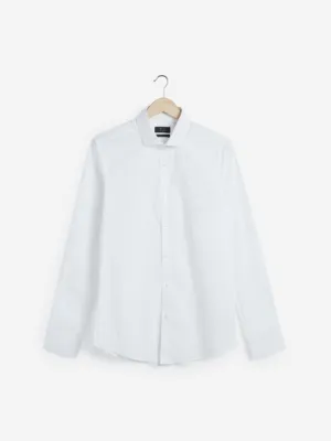 WES Formals White Cotton-Blend Ultra Slim Fit Shirt