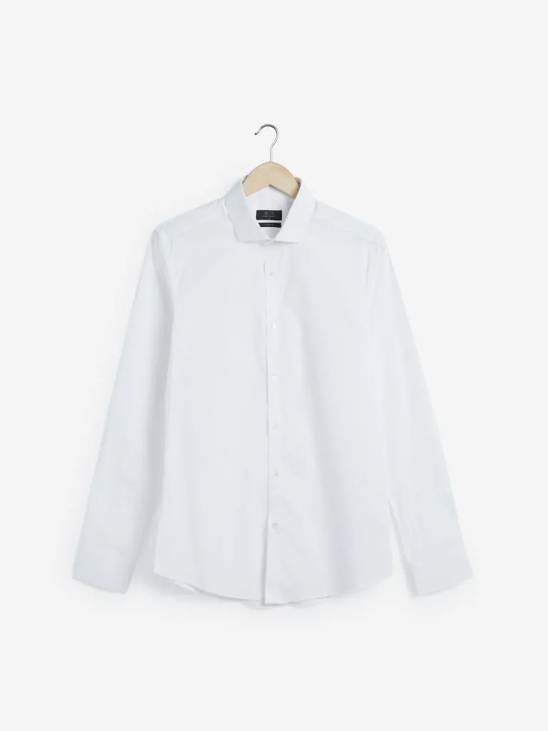 WES Formals White Cotton-Blend Ultra Slim Fit Shirt