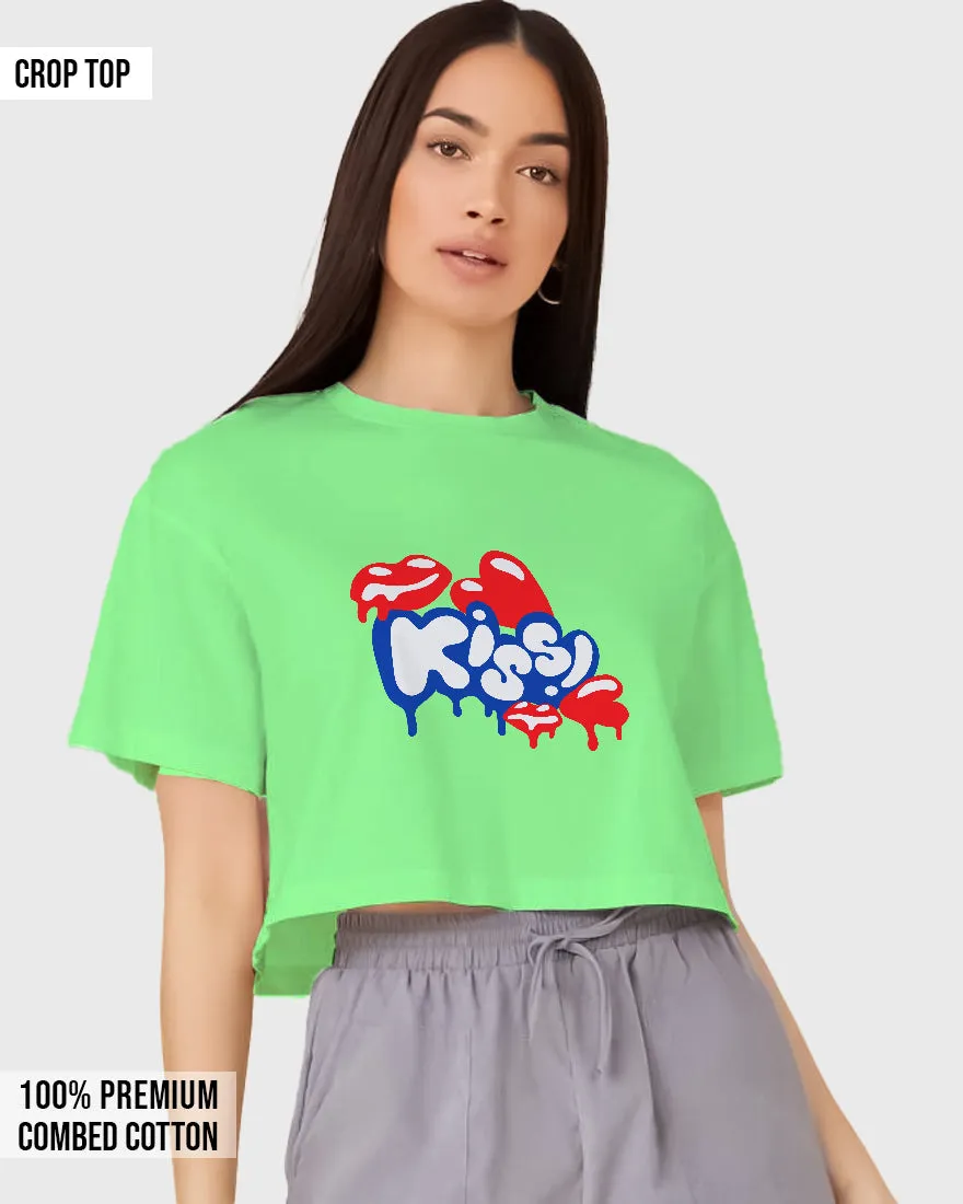 Womens Cropped TShirt Funky Kiss