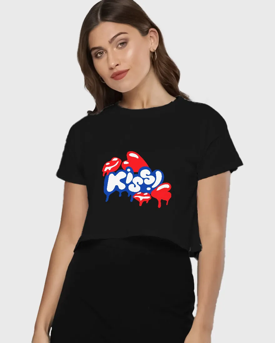 Womens Cropped TShirt Funky Kiss