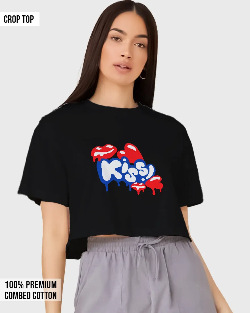 Womens Cropped TShirt Funky Kiss
