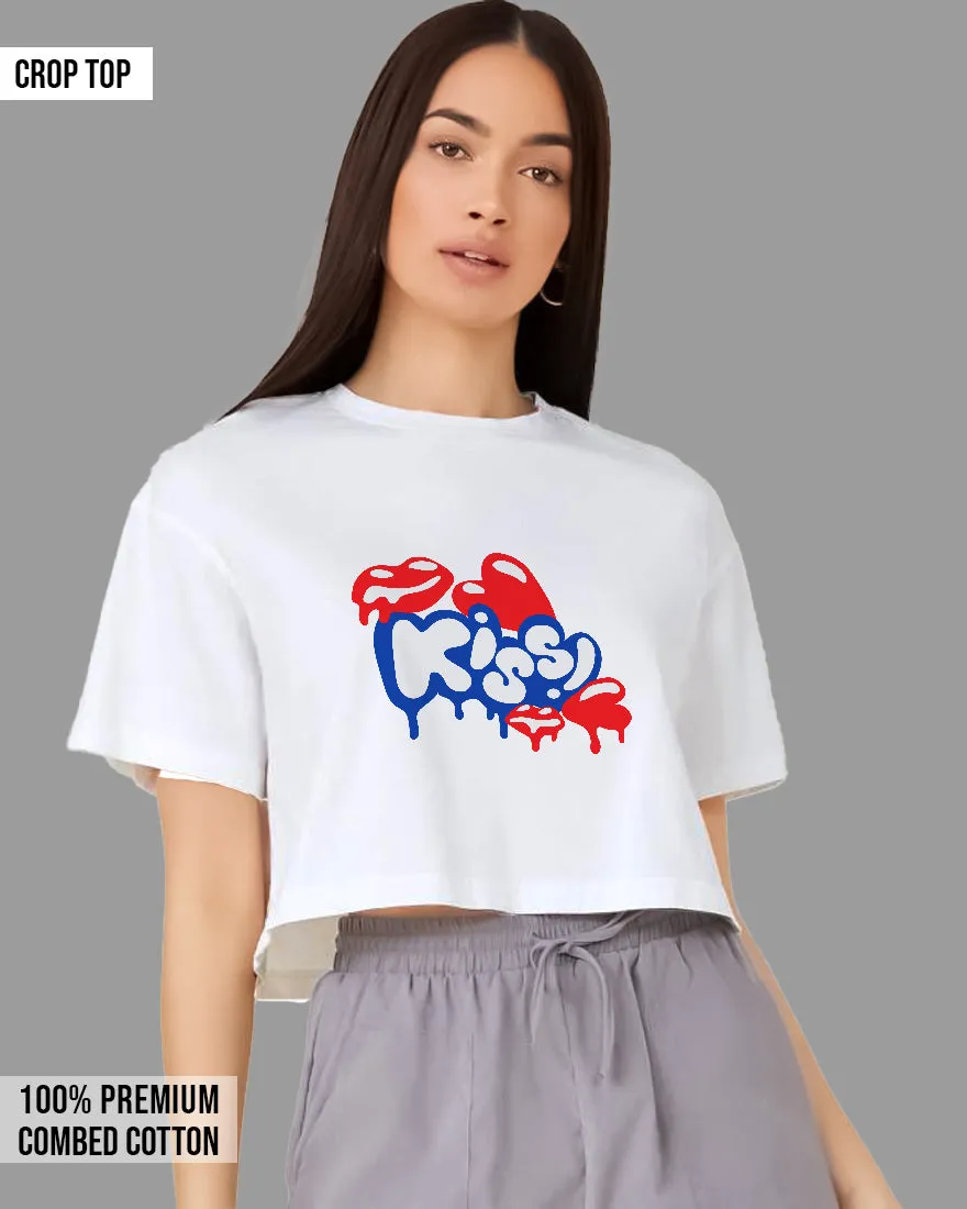 Womens Cropped TShirt Funky Kiss