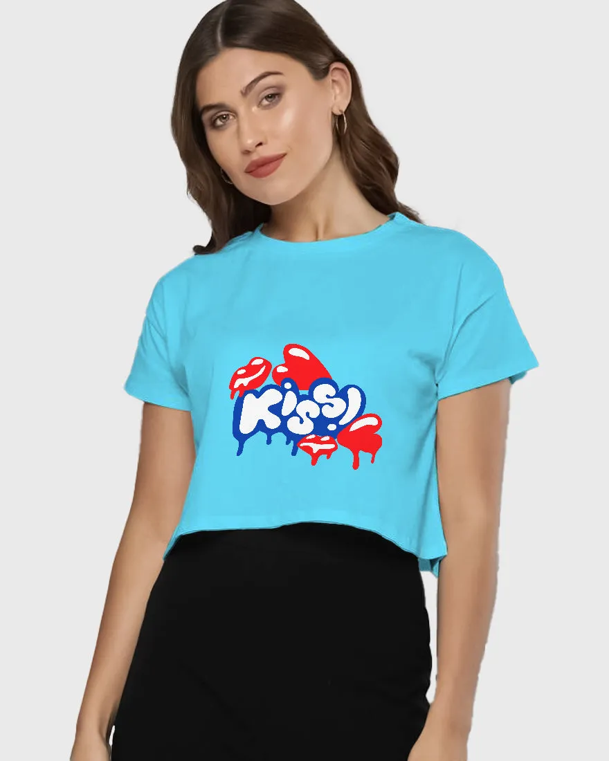 Womens Cropped TShirt Funky Kiss