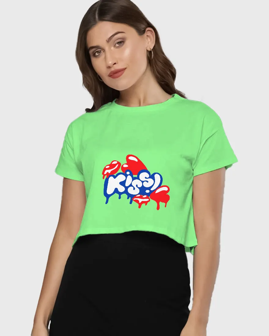 Womens Cropped TShirt Funky Kiss