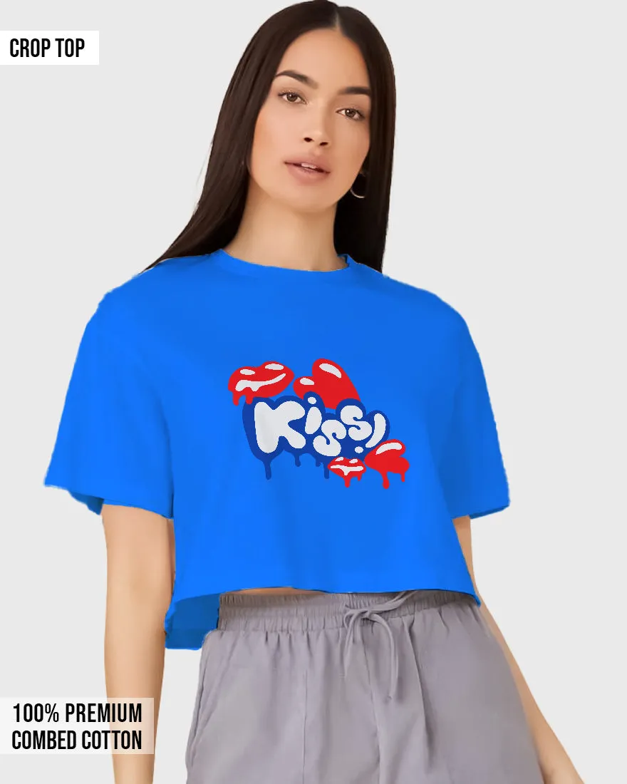 Womens Cropped TShirt Funky Kiss