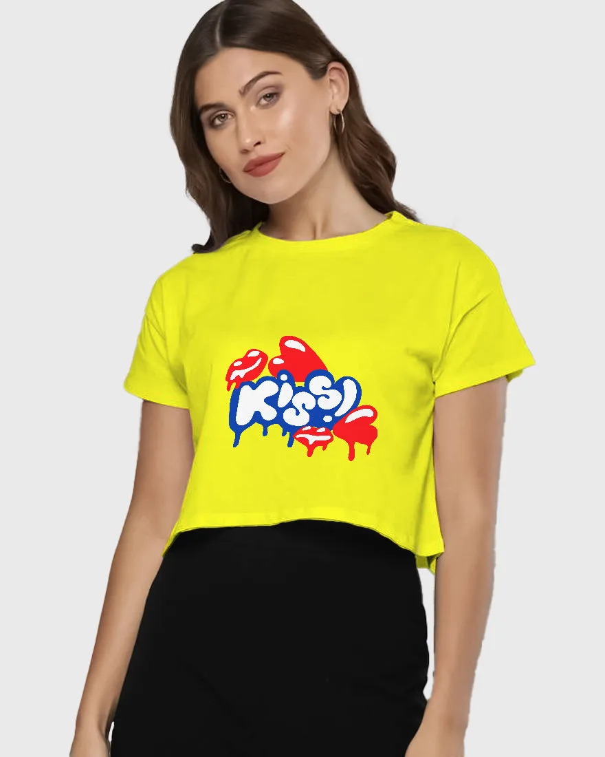 Womens Cropped TShirt Funky Kiss