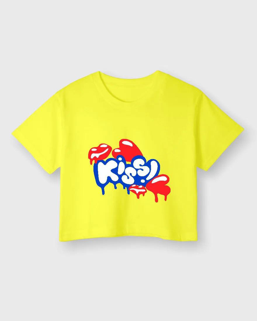 Womens Cropped TShirt Funky Kiss