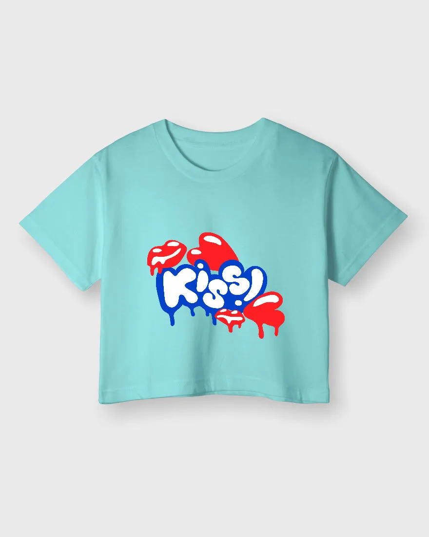 Womens Cropped TShirt Funky Kiss