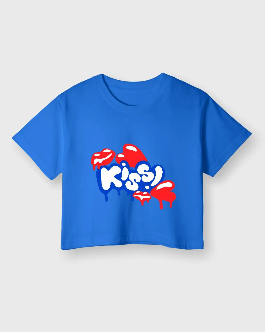 Womens Cropped TShirt Funky Kiss