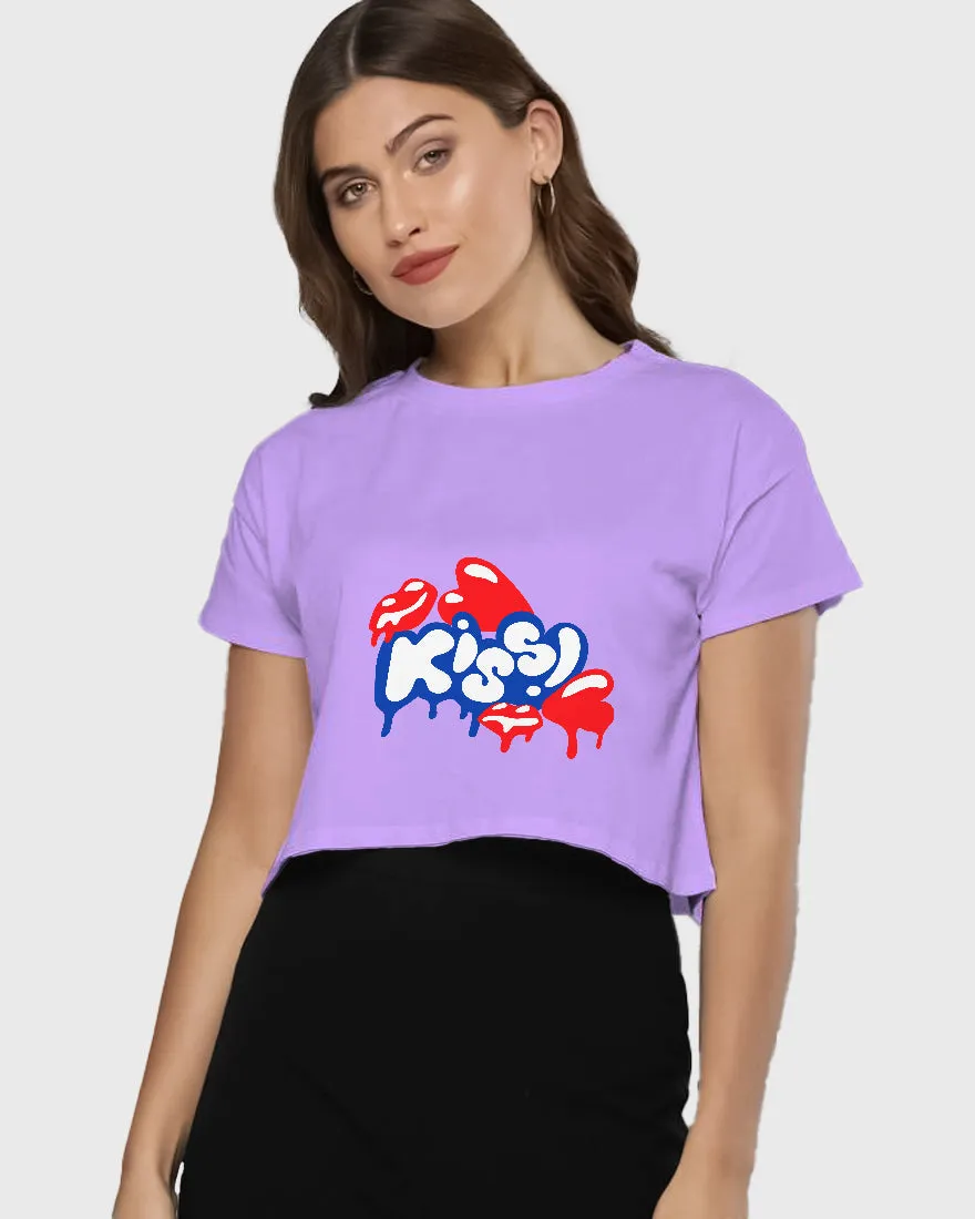 Womens Cropped TShirt Funky Kiss