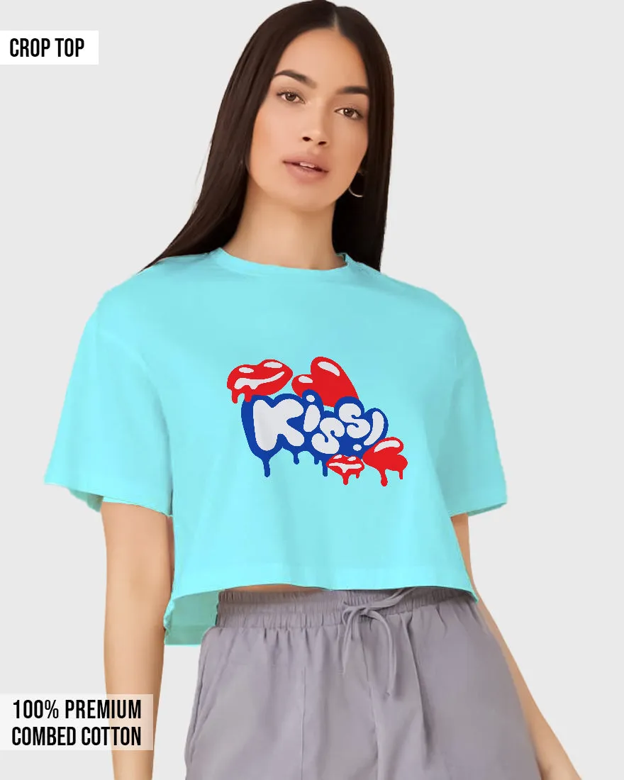 Womens Cropped TShirt Funky Kiss