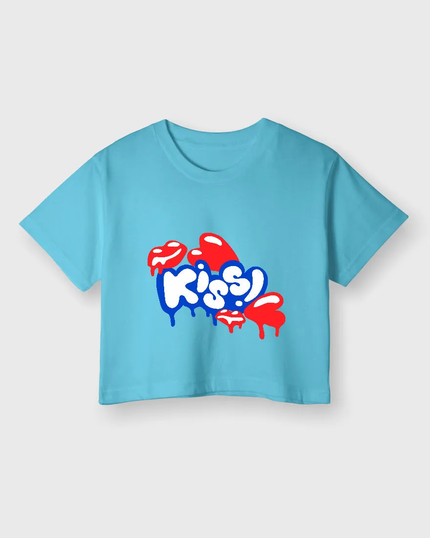 Womens Cropped TShirt Funky Kiss