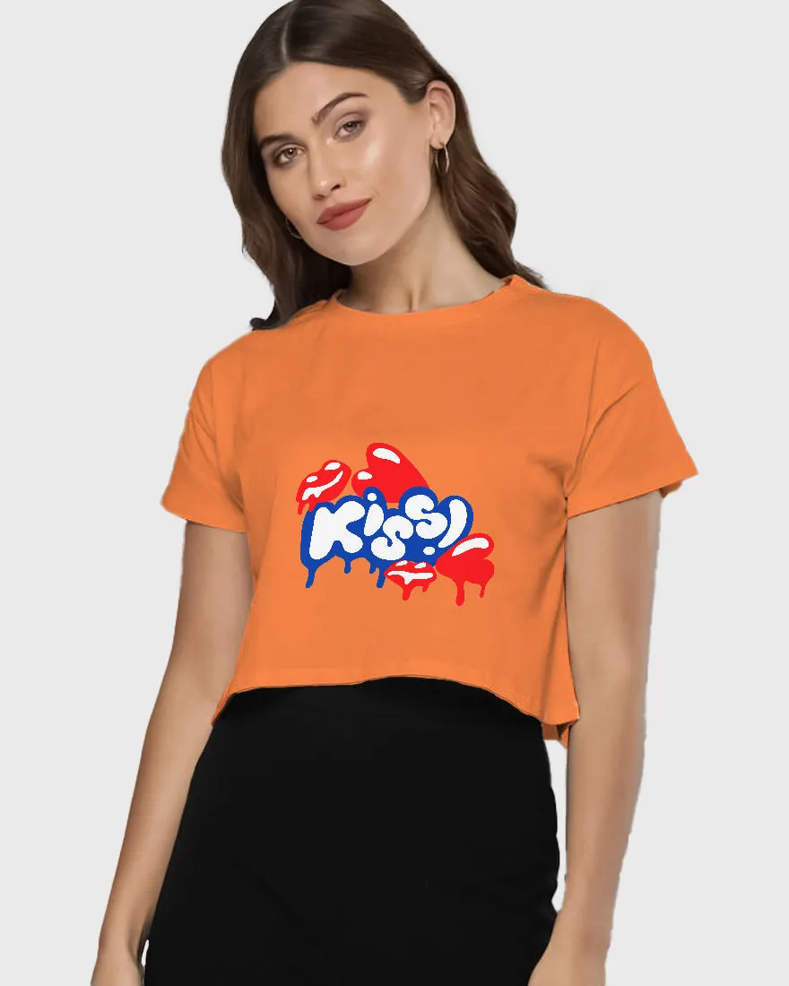 Womens Cropped TShirt Funky Kiss