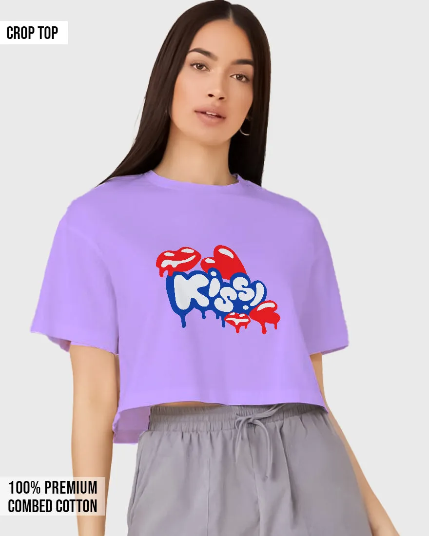Womens Cropped TShirt Funky Kiss
