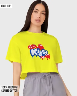 Womens Cropped TShirt Funky Kiss
