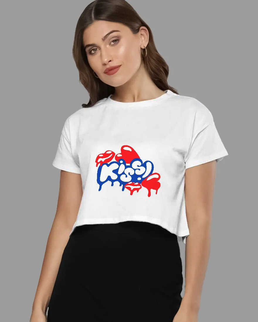 Womens Cropped TShirt Funky Kiss