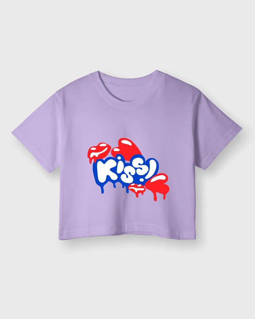 Womens Cropped TShirt Funky Kiss
