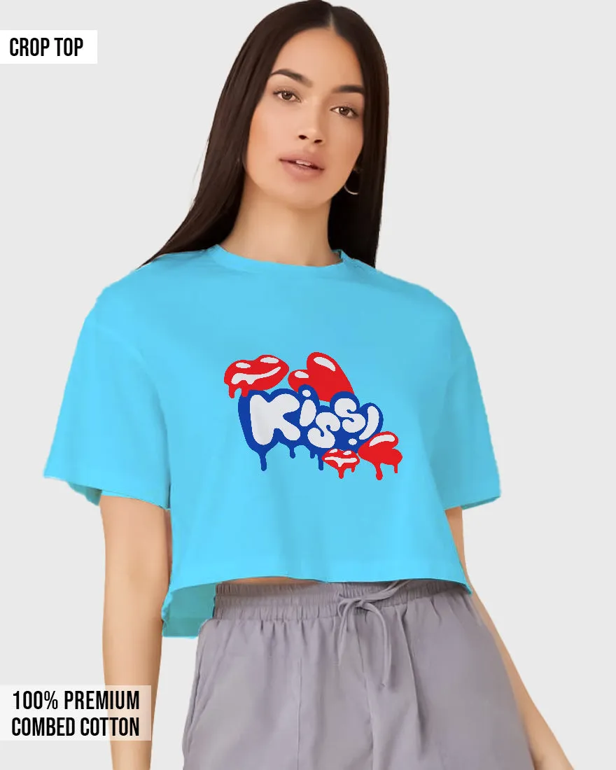 Womens Cropped TShirt Funky Kiss