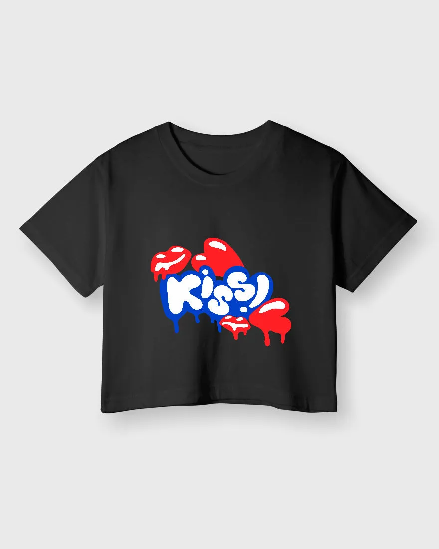 Womens Cropped TShirt Funky Kiss