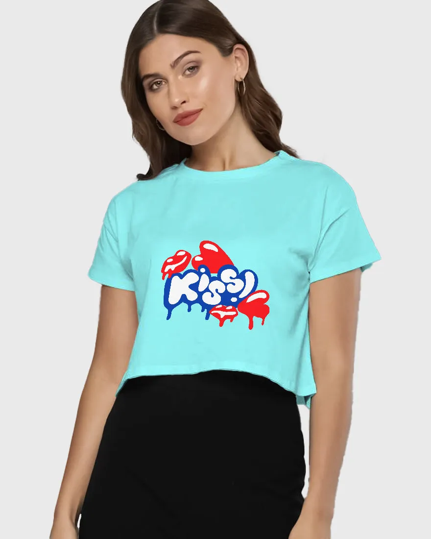 Womens Cropped TShirt Funky Kiss