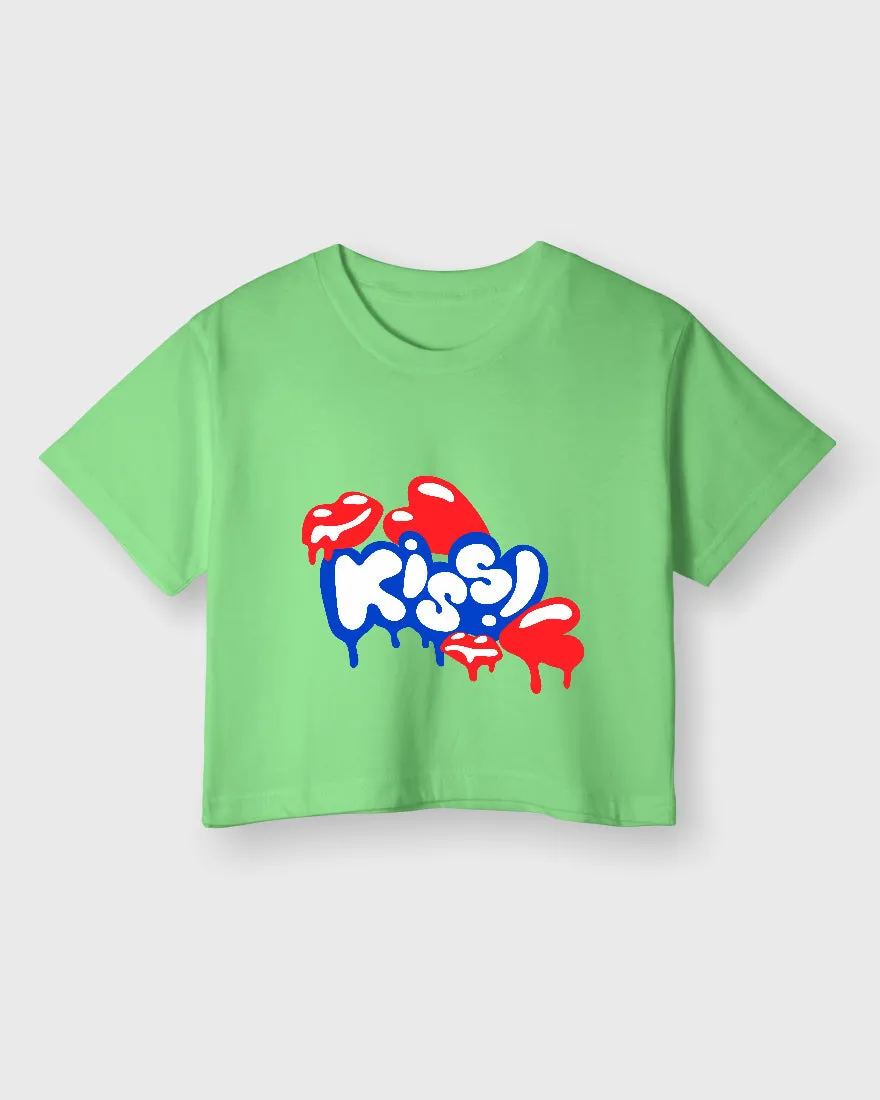 Womens Cropped TShirt Funky Kiss