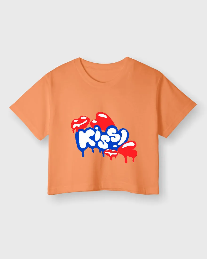 Womens Cropped TShirt Funky Kiss
