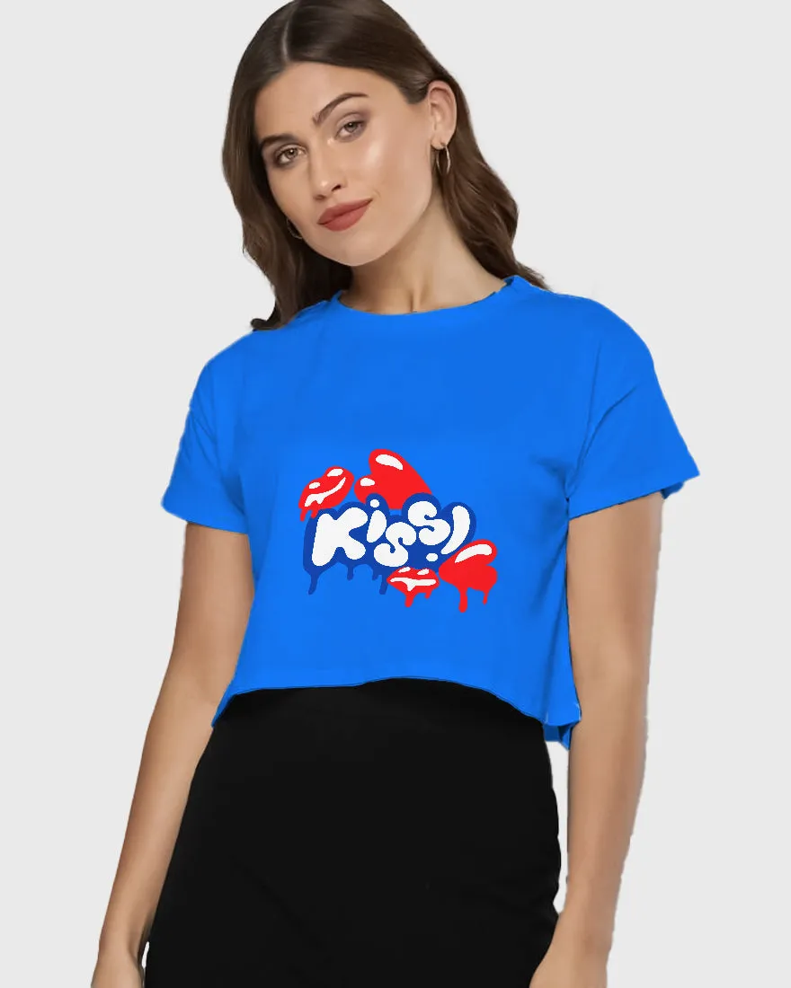 Womens Cropped TShirt Funky Kiss
