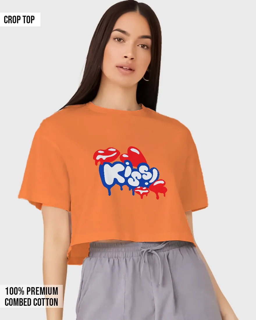 Womens Cropped TShirt Funky Kiss