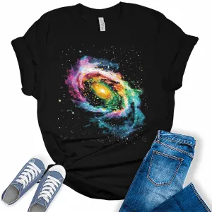 Womens Galaxy Outer Space Trendy Graphic Tees