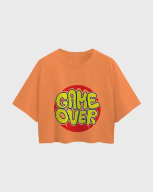 Womens Oversized Cropped TShirt Funky Game Over