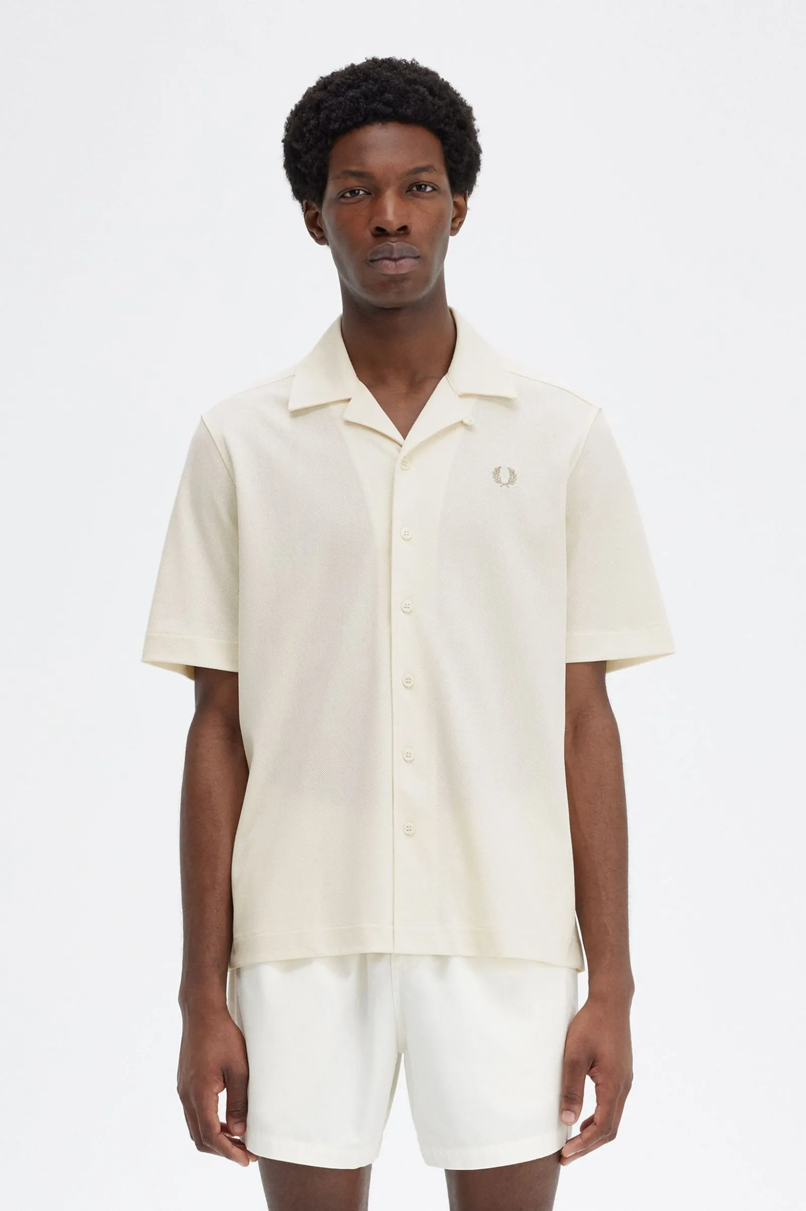 WOVEN MESH REVERE COLLAR SHIRT