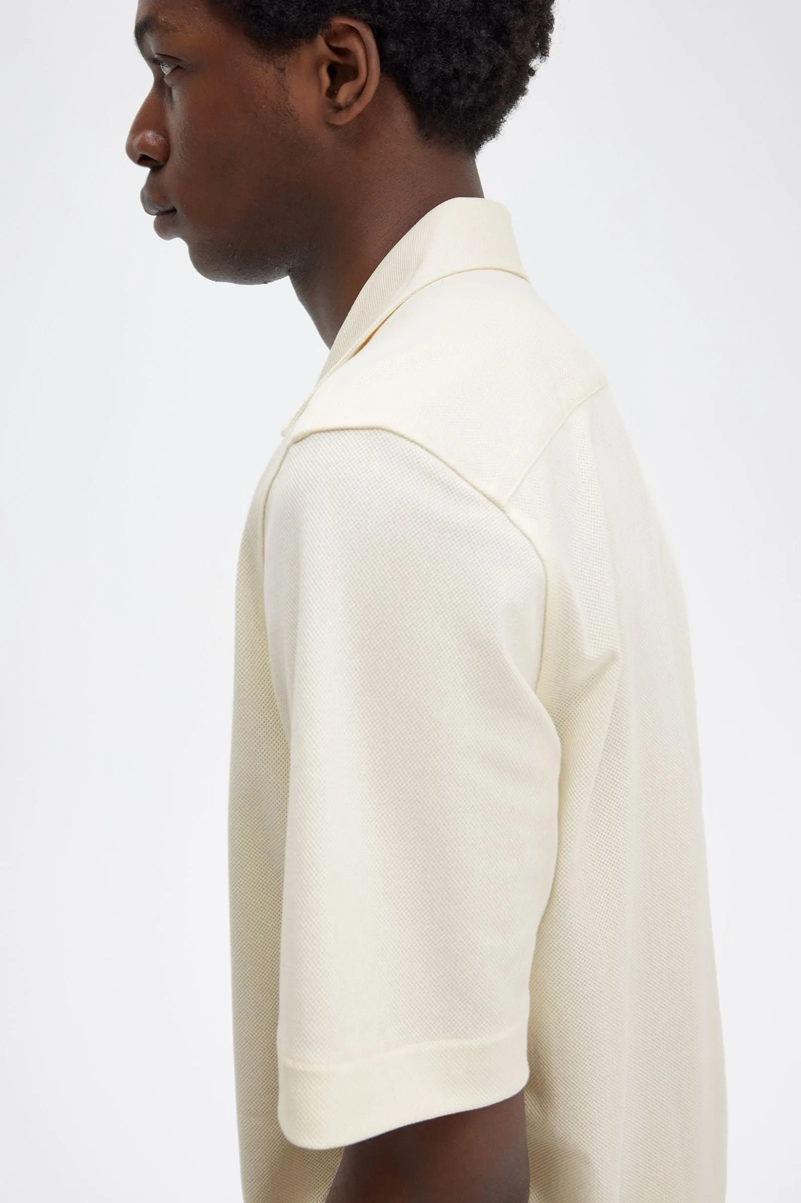 WOVEN MESH REVERE COLLAR SHIRT